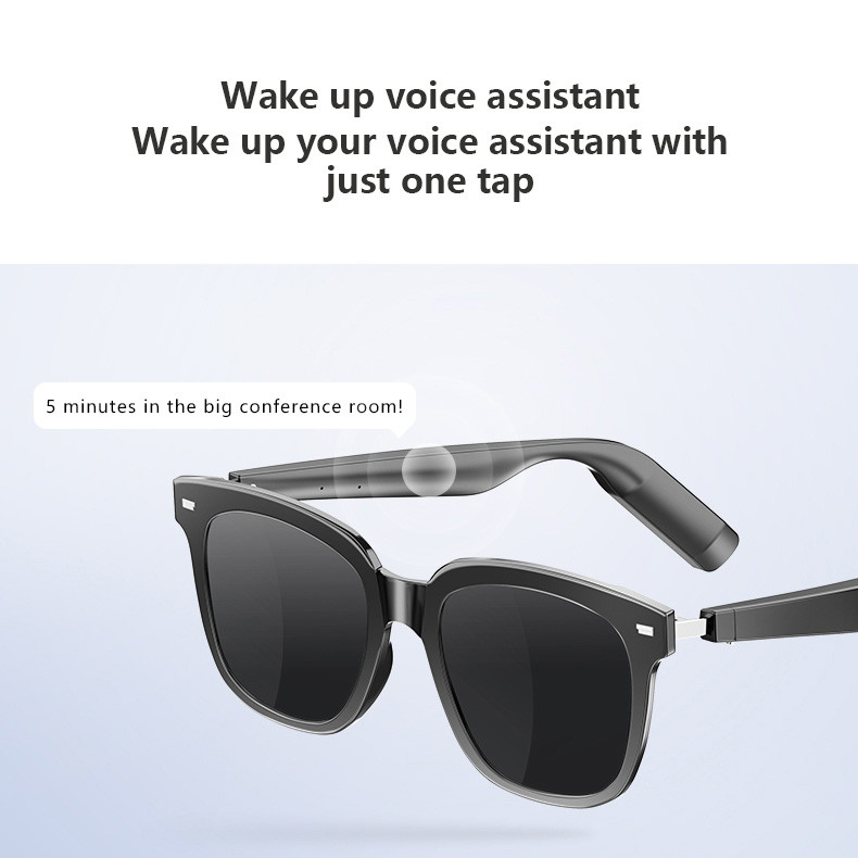 8 Saatlik Müzik Zamanı Ultra Işık BT 5.3 Telefonla Bluetooth Akıllı Gözlükler 110mAh*2 Kapasite